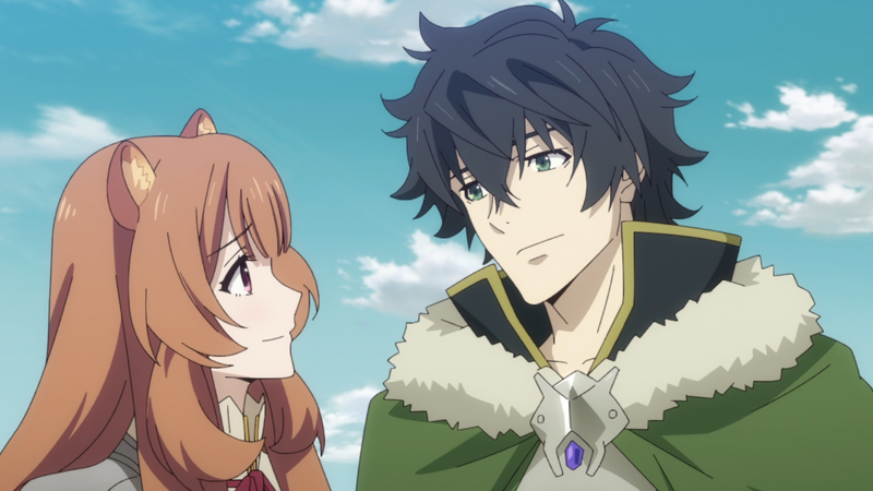 Raphtalia gazes lovingly at Naofumi. Naofumi just sort of... gazes into the middle distance.